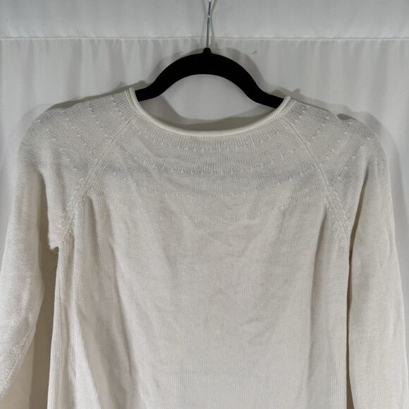 Garnet Hill Kids Cardigan Girls XL White Knit 1/4 Button Cotton Cashmere Long Sl - Picture 11 of 12